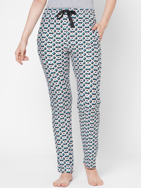 

Sweet Dreams Women Green & White Printed Lounge Pants