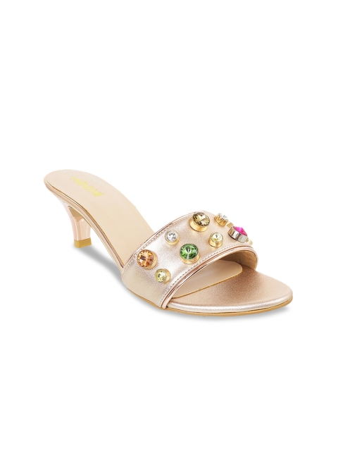 

Mochi Women Tan Embellished Party Kitten Heeled Sandals