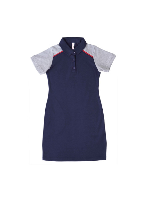 

Hunny Bunny Girls Navy Blue & Grey Solid T-shirt Dress