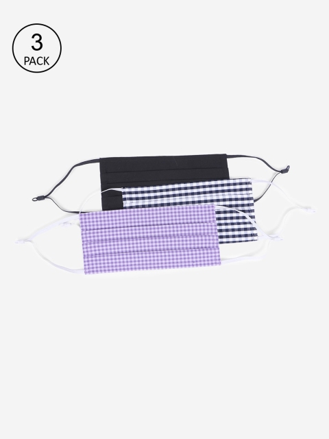

FableStreet Unisex Pack Of 3 2-Ply Reusable Pure Cotton Cloth Masks, Purple