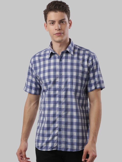 Next Look Men Blue Buffalo Checks Checked Casual Shirt