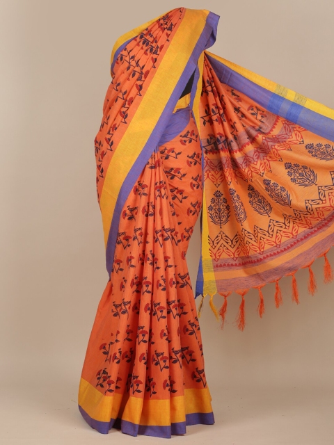 

Pothys Orange & Mustard Floral Saree
