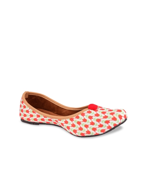

DESI COLOUR Girls Red Printed Mojaris Flats
