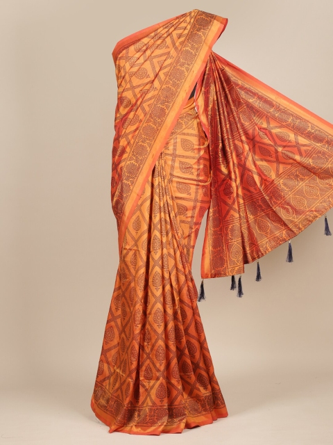 

Pothys Orange Ethnic Motifs Jute Silk Saree