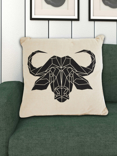 

Home Centre Multicoloured Bull Printed Square Cushion, Multi