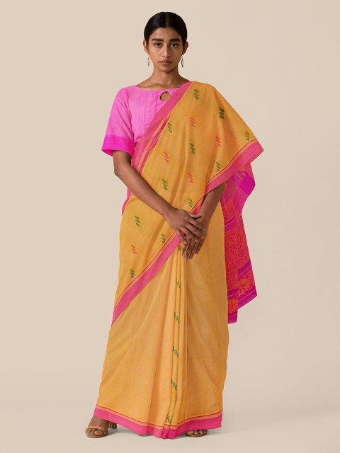

Taneira Yellow & Pink Pure Cotton Taant Saree