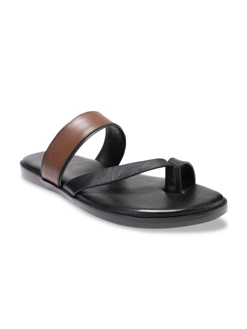 

dmodot Men Black & Brown Leather Comfort Sandals