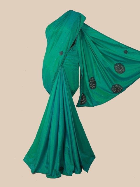 

Pothys Green Embellished Beads and Stones Art Silk Saree