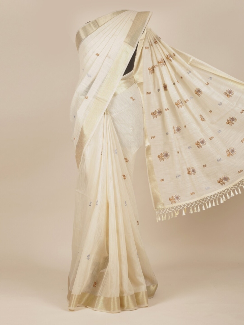 

Pothys Cream Floral Zari Pure Cotton Saree