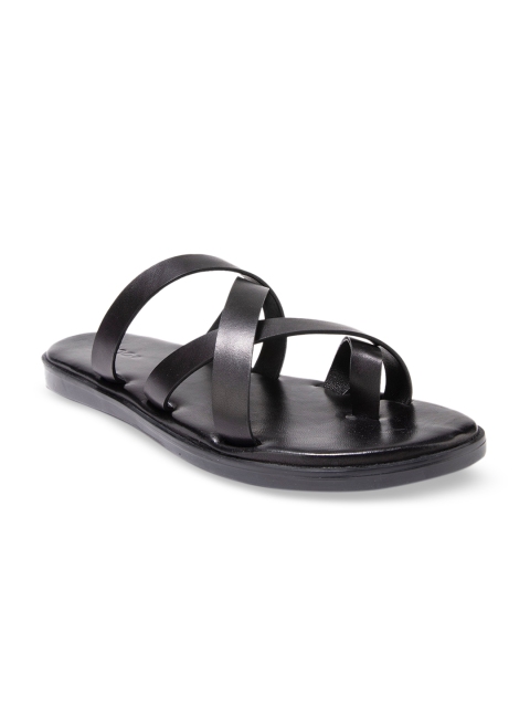 

dmodot Men Black Leather Comfort Sandals
