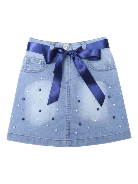 

Daffodils GIRLS WEAR Girls Blue Embellished knee-Length A-Line Denim Skirt
