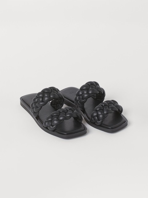 

H&M Women Black Braided Slides