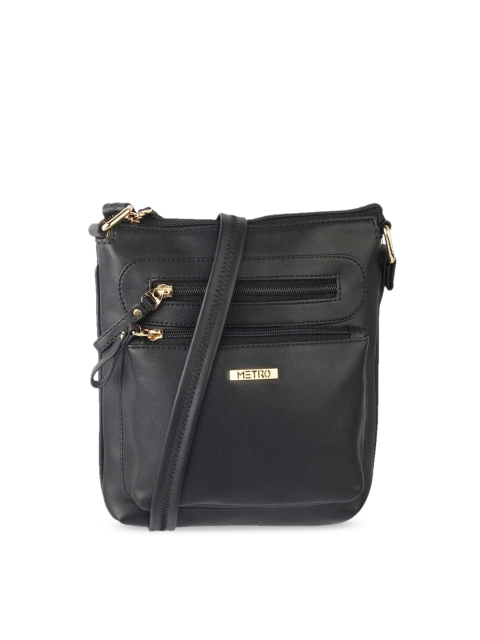 

Metro Women Black PU Structured Sling Bag