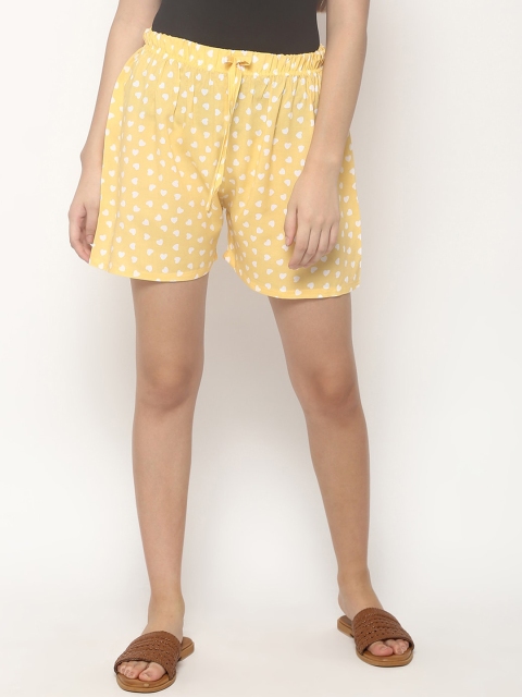 

V2 Value & Variety Women Mustard Printed Mid-Rise Regular Shorts