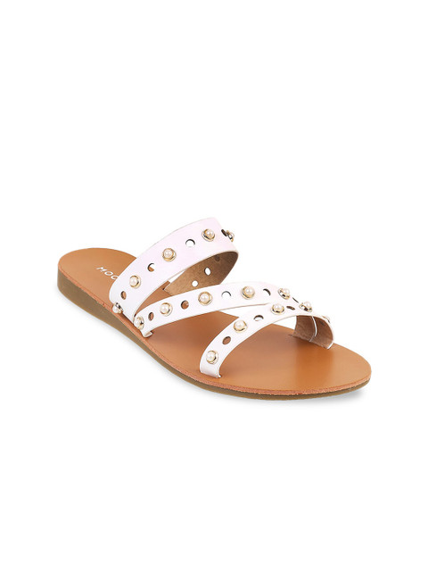 

Mochi Women White Embellished Open Toe Flats