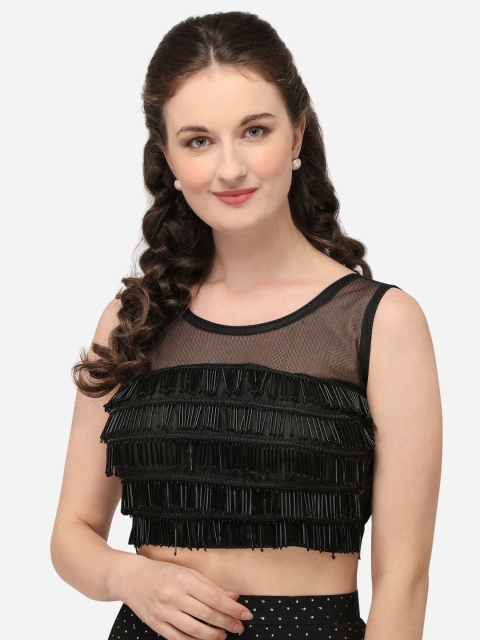 

Fab Dadu Women Black Embellished Satin Banglori Saree Blouse