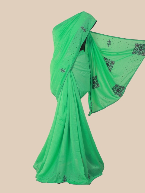 

Pothys Green Embellished Beads and Stones Art Silk Saree