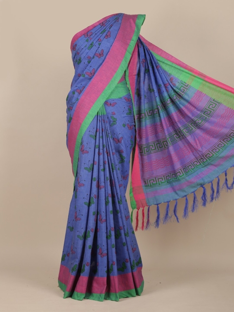 

Pothys Blue & Pink Printed Saree