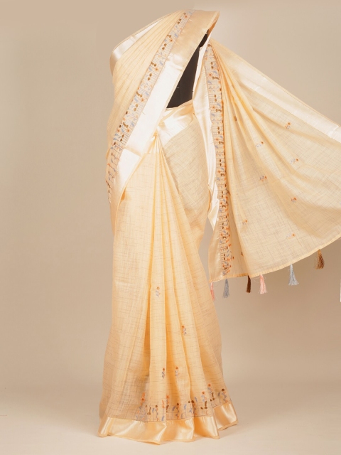 

Pothys Peach & Grey Floral Zari Pure Cotton Saree
