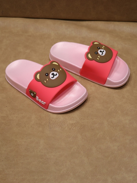 

FEETWELL SHOES Kids Pink & Brown Croslite Sliders