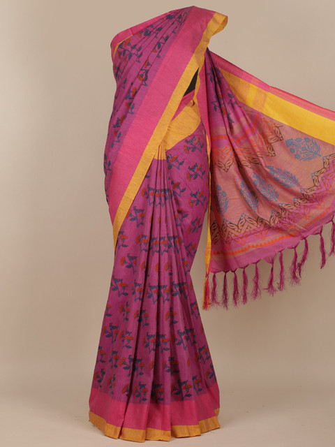 

Pothys Purple & Yellow Floral Saree