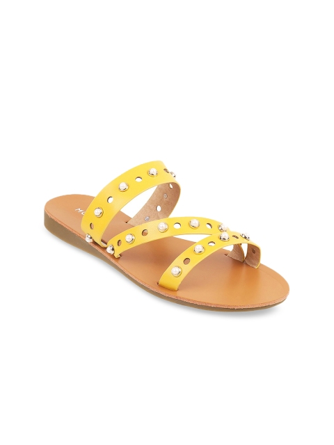 

Mochi Women Yellow Embellished Open Toe Flats
