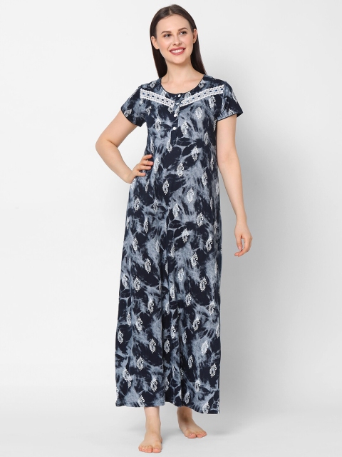 

Sweet Dreams Navy Blue Printed Maxi Nightdress
