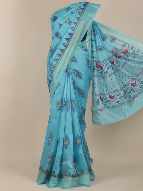 

Pothys Blue & Maroon Ethnic Motifs Zari Saree
