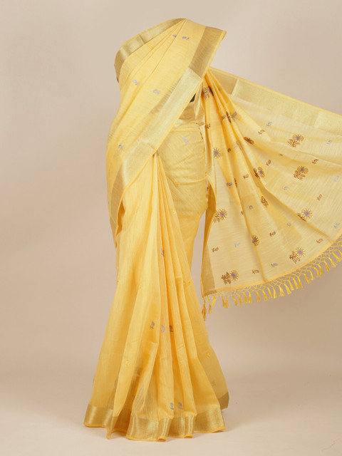 

Pothys Yellow Floral Pure Cotton Saree