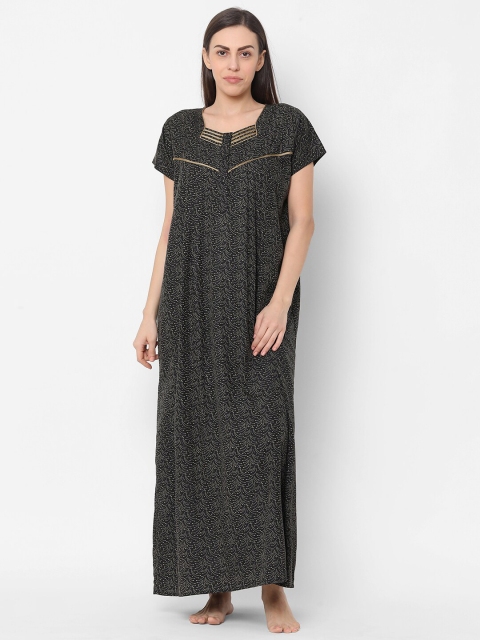 

Sweet Dreams Black Printed Maxi Nightdress