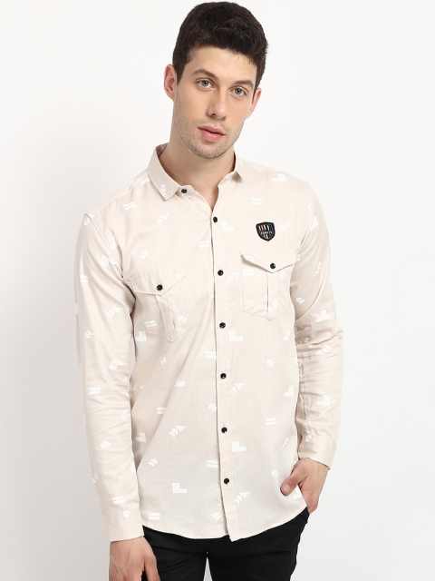 

V2 Value & Variety Men Cream Slim Fit Printed Casual Shirt