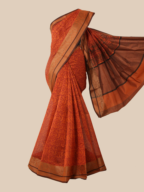 

Pothys Orange Woven Design Chanderi Saree