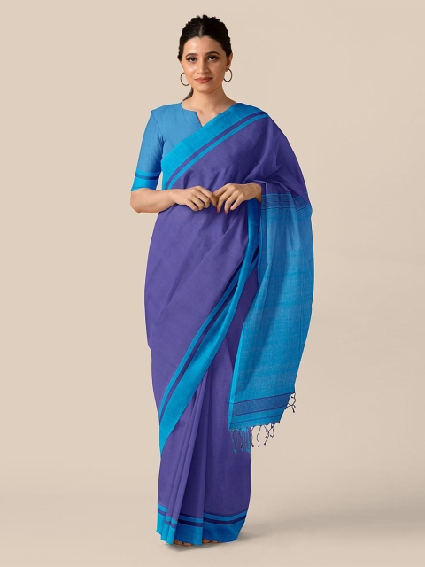 

Taneira Purple & Blue Pure Cotton Saree