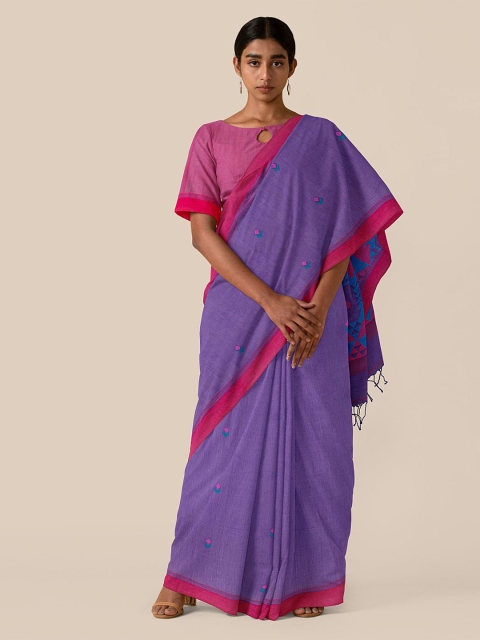

Taneira Violet & Pink Woven Design Pure Cotton Saree