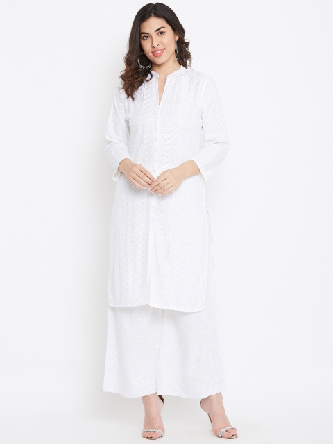 

TULIP 21 Women White Chikankari Kurta with Palazzos