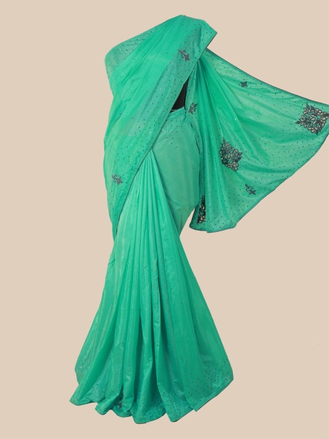 

Pothys Sea Green & Yellow Embellished Art Silk Saree