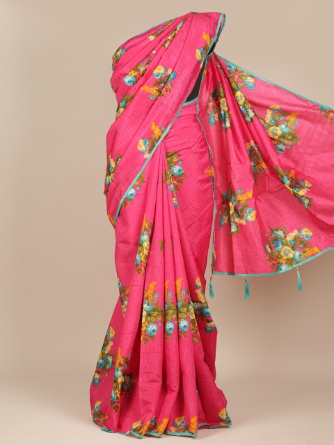 

Pothys Magenta & Blue Floral Saree
