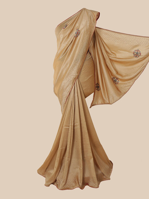 

Pothys Beige Floral Sequinned Art Silk Saree