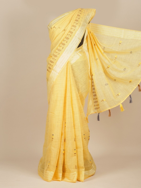 

Pothys Yellow Woven Design Pure Cotton Saree