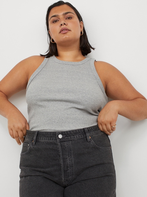 

H&M+ Women Grey Ribbed Vest Top