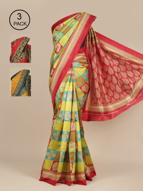 

Pothys Pack of 3 Ethnic Motifs Jute Silk Saree, Multi