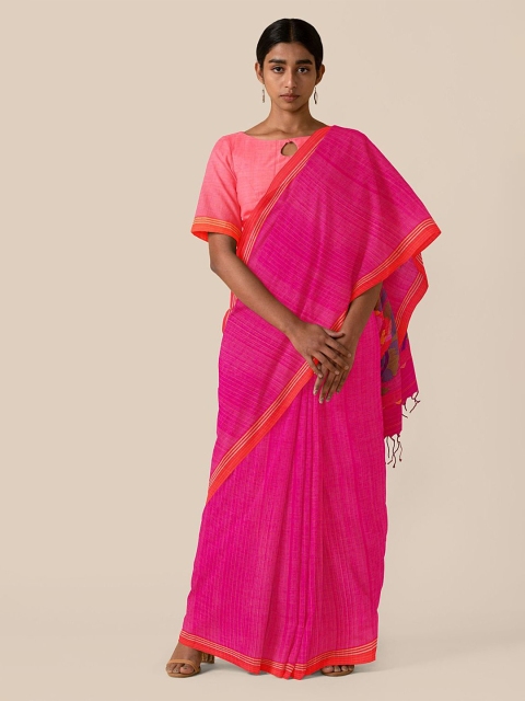 

Taneira Pink Striped Pure Cotton Saree