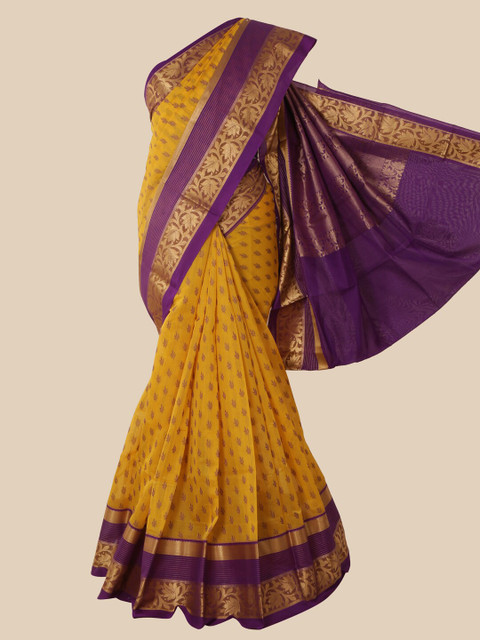 

Pothys Mustard Yellow Ethnic Motifs Kanjeevaram Saree