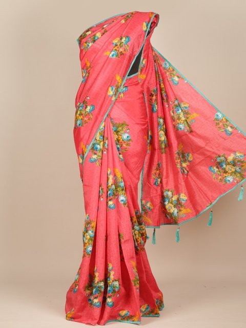 

Pothys Women Cotton Blend Pink Floral Printed Saree