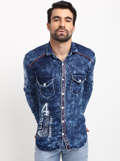 

V2 Value & Variety Men Blue Slim Fit Faded Casual Shirt