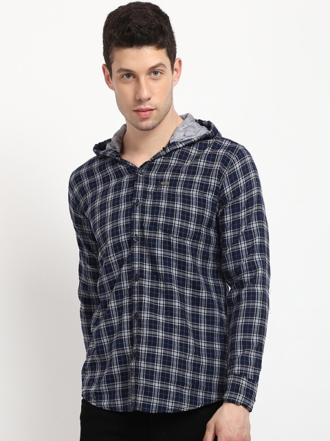 

V2 Value & Variety Men Navy Blue Tartan Checks Checked Casual Shirt