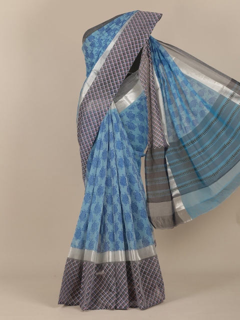 

Pothys Blue & Grey Ethnic Motifs Saree