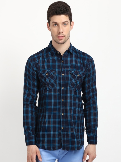 

V2 Value & Variety Men Blue Checked Cotton Casual Shirt