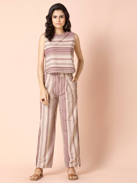 

Earthen BY INDYA Beige Striped Pants Set