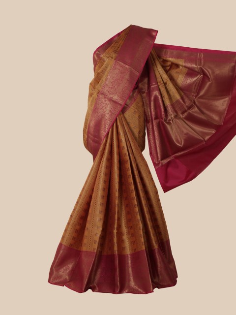 

Pothys Brown & Red Ethnic Motifs Jute Silk Saree